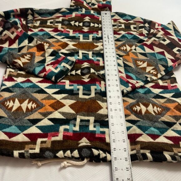 Handmade Alpaca Boho Geometric Full Zip Unisex Hoodie Jacket Size XXL - Picture 8 of 8